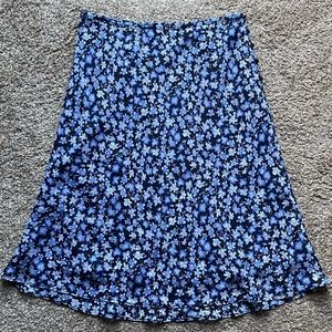Floral midi skirt blue cute